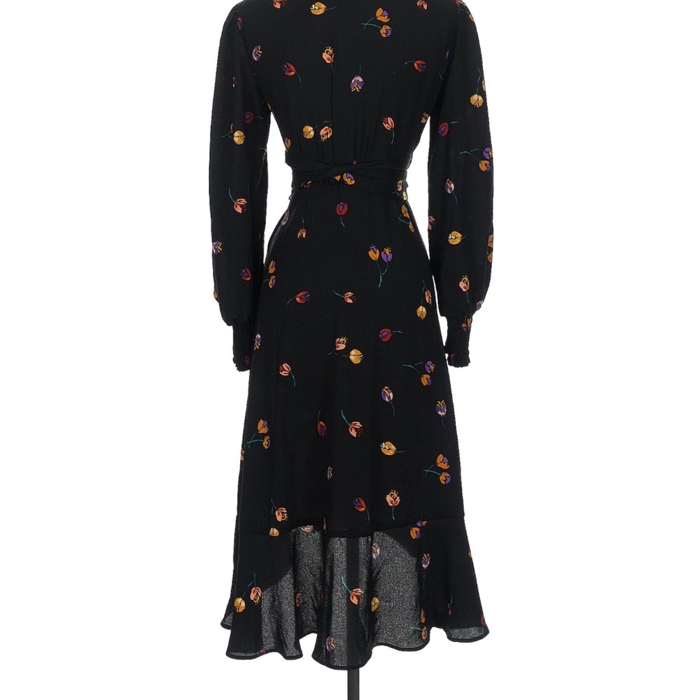 CAbi Black Asymmetrical Ruffled Sheath Dress